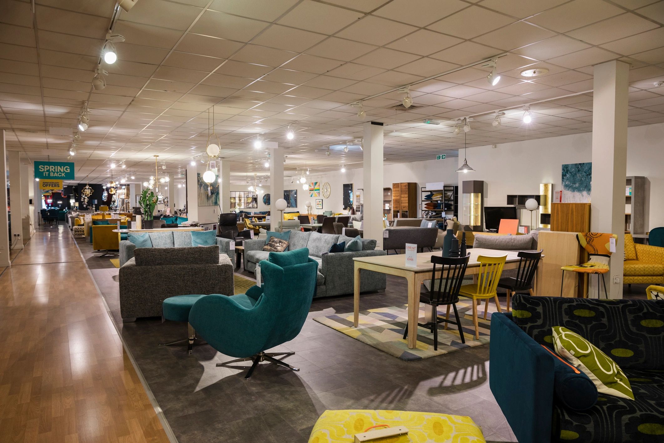 Premium showroom interior with curated furnishings