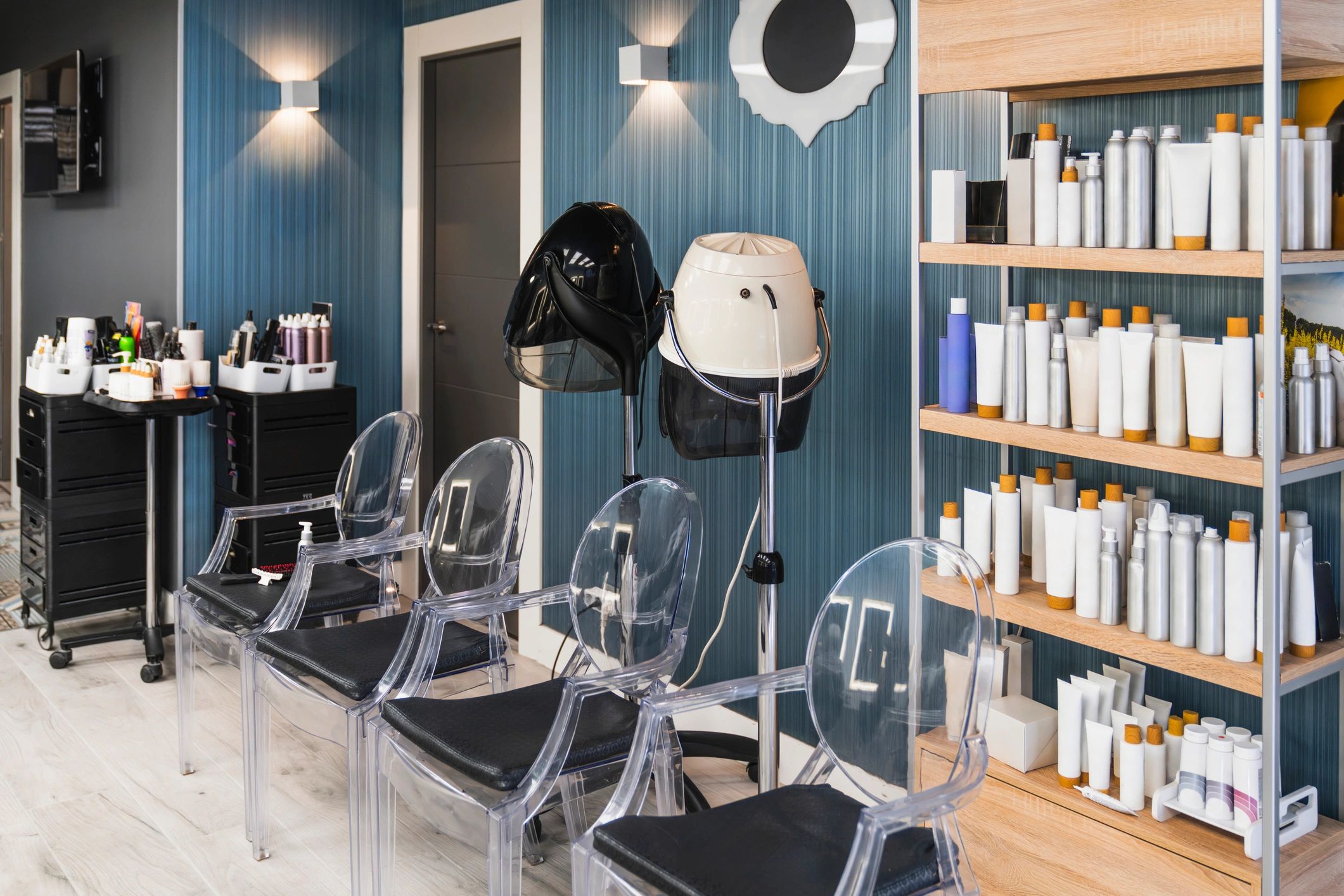 Modern salon equipment in a professional hairdressing interior